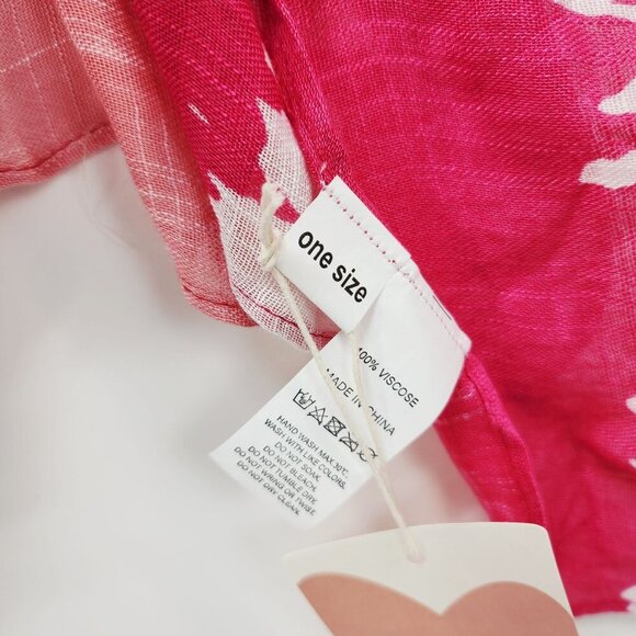 Tie Pink White Kimono Cardigan Open Front Lightweight Cover-Up One SZ Womens - Picture 4 of 6